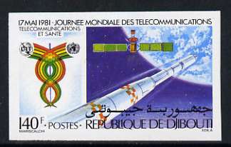 Djibouti 1981 140f World Telecommunications Day imperf single unmounted mint, as SG 811, stamps on communications, stamps on space