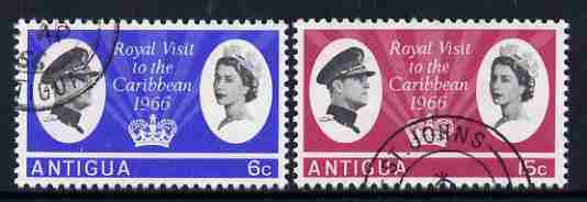 Antigua 1966 Royal Visit set of two fine used, SG 174-75, stamps on royalty, stamps on royal visits