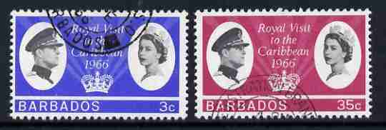 Barbados 1966 Royal Visit set of 2 fine used, SG 340-41, stamps on royalty, stamps on royal visits