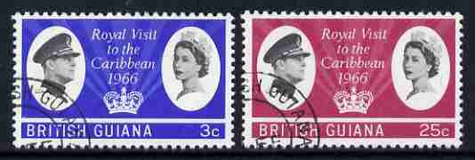 British Guiana 1966 Royal Visit set of 2 fine used, SG 376-77, stamps on royalty, stamps on royal visits