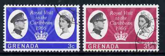 Grenada 1966 Royal Visit set of 2 fine used, SG 229-30, stamps on royalty, stamps on royal visits