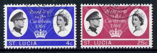 St Lucia 1966 Royal Visit set of 2 fine used, SG 220-21, stamps on royalty, stamps on royal visits