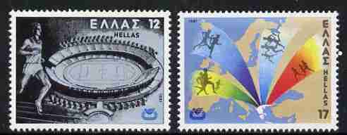 Greece 1981 European Athletic Championships (1st series) set of 2 unmounted mint, SG 1550-51, stamps on sport