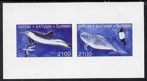 Batum 1995 (April) Birds & Dolphins imperf souvenir sheet containing 2 values unmounted mint, stamps on animals  birds  marine-life  whales