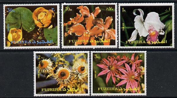 Fujeira 1972 Flowers set of 5 unmounted mint, Mi 1332-36, stamps on flowers   orchids