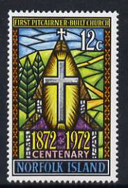 Norfolk Island 1972 Cent of first Pitcairner-built church unmounted mint, SG 128, stamps on stained glass, stamps on religion