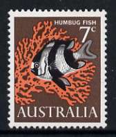Australia 1966-73 White-tailed Dascyllus 7c (Humbug fish) from decimal def set unmounted mint, SG 388, stamps on fish