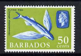 Barbados 1965 Four-winged Flying Fish 50c (wmk upright) unmounted mint, SG 333, stamps on fish