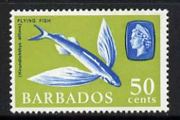 Barbados 1966-69 Flying Fish 50c (wmk sideways) unmounted mint, SG 353, stamps on fish