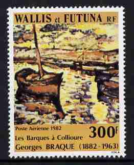 Wallis & Futuna 1982 Air 300f Death Centenary of Georges Braque (painter) featuring fishing boats unmounted mint, SG 391, stamps on arts, stamps on fishing