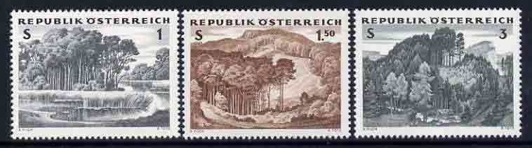 Austria 1962 The Austrian Forest set of 3 unmounted mint, SG 1389-91, stamps on trees, stamps on lakes