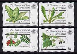 Zil Elwannyen Sesel 1989 Poisonous Plants (1st series) set of 4 unmounted mint, SG 198-201, stamps on , stamps on  stamps on flowers