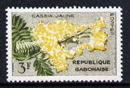 Gabon 1971 Yellow Cassia 3f unmounted mint, SG 178, stamps on flowers