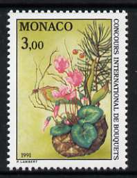 Monaco 1991 Monte Carlo Flower Show 3f unmounted mint, SG 2036, stamps on flowers