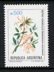Argentine Republic 1985 Embothrium coccineum 500a from Flowers def set, unmounted mint SG 1943b, stamps on flowers