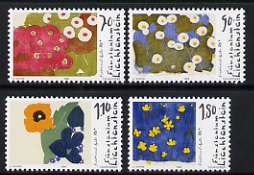 Liechtenstein 1996 Birth Centenary of Ferdinand Gehr (painter) set of 4 flower paintings unmounted mint, SG 1136-39, stamps on flowers, stamps on arts