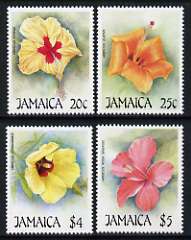 Jamaica 1987 Christmas - Flowers (2nd series), Hibiscus set of 4 unmounted mint, SG 703-06, stamps on flowers, stamps on christmas