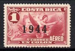 Costa Rica 1944 Allegory of Flight 1c opt'd 1944 unmounted mint, SG 388, stamps on aviation, stamps on 