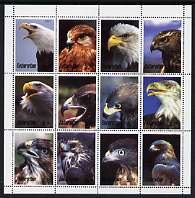 Tatarstan Republic 2001 Eagles perf sheetlet containing 12 values unmounted mint, stamps on birds, stamps on birds of prey, stamps on eagles