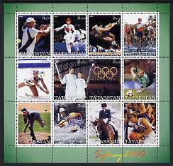 Tatarstan Republic 2000 Sydney Olympic Games perf sheetlet containing 12 values unmounted mint, stamps on olympics, stamps on wrestling, stamps on bicycles, stamps on handball, stamps on football, stamps on horses, stamps on basketball, stamps on tennis, stamps on martial-arts, stamps on sport