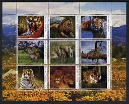 Amurskaja Republic 2000 Big Cats perf sheetlet containing set of 9 values unmounted mint, stamps on animals, stamps on cats, stamps on lions, stamps on tigers