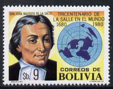 Bolivia 1980 Anniversary of Christian Schools (La Salle & Map) unmounted mint SG 1045, stamps on education    maps    explorers
