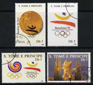St Thomas & Prince Islands 1988 Barcelona Olympic Games perf set of 4 fine cto used Mi 1076-79, stamps on olympics