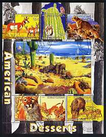 Kyrgyzstan 2004 Fauna of the World - American Desserts perf sheetlet containing 6 values cto used, stamps on animals, stamps on antelopes, stamps on swine, stamps on turtles, stamps on cacti, stamps on reptiles