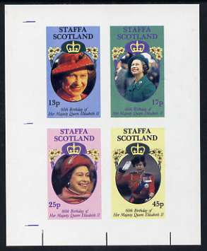 Staffa 1986 Queens 60th Birthday imperf sheetlet containing set of 4 stamps unmounted mint, stamps on royalty, stamps on 60th birthday