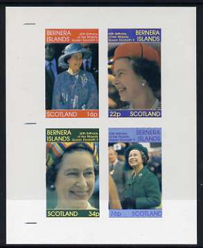 Bernera 1986 Queens 60th Birthday imperf sheetlet containing set of 4 stamps unmounted mint, stamps on royalty, stamps on 60th birthday
