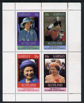 Gairsay 1986 Queen's 60th Birthday perf sheetlet containing set of 4 stamps unmounted mint, stamps on , stamps on  stamps on royalty, stamps on  stamps on 60th birthday