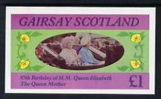 Gairsay 1985 Life & Times of HM Queen Mother imperf souvenir sheet (Â£1 value) unmounted mint, stamps on royalty, stamps on queen mother