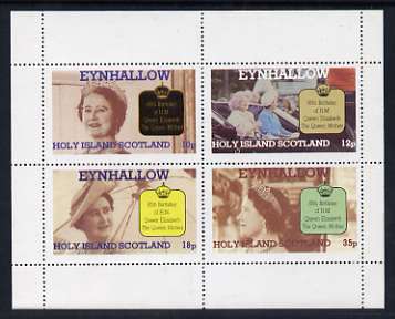 Eynhallow 1985 Life & Times of HM Queen Mother perf sheetlet of 4 values (10p, 12p, 18p & 35p) unmounted mint, stamps on royalty, stamps on queen mother