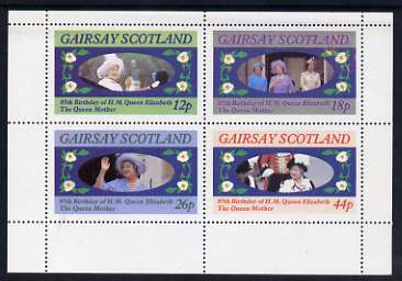 Gairsay 1985 Life & Times of HM Queen Mother perf sheetlet of 4 values (12p, 18p, 26p & 44p) unmounted mint, stamps on royalty, stamps on queen mother