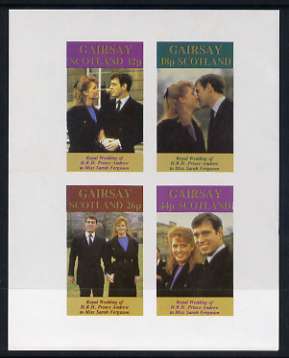 Gairsay 1986 Royal Wedding imperf sheetlet of 4, unmounted mint, stamps on royalty, stamps on andrew & fergie