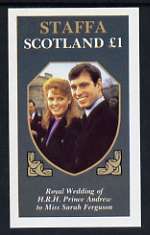 Staffa 1986 Royal Wedding imperf souvenir sheet (Â£1 value) unmounted mint, stamps on royalty, stamps on andrew & fergie