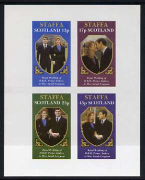 Staffa 1986 Royal Wedding imperf sheetlet of 4, unmounted mint, stamps on , stamps on  stamps on royalty, stamps on  stamps on andrew & fergie