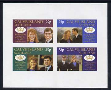 Calve Island 1986 Royal Wedding imperf sheetlet of 4, unmounted mint, stamps on royalty, stamps on andrew & fergie