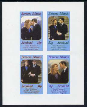 Bernera 1986 Royal Wedding imperf sheetlet of 4, unmounted mint, stamps on royalty, stamps on andrew & fergie