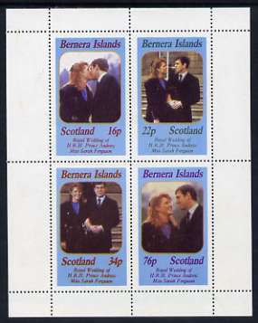 Bernera 1986 Royal Wedding perf sheetlet of 4, unmounted mint, stamps on royalty, stamps on andrew & fergie