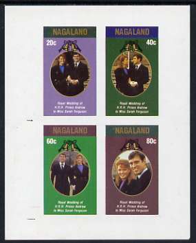 Nagaland 1986 Royal Wedding imperf sheetlet of 4, unmounted mint, stamps on royalty, stamps on andrew & fergie