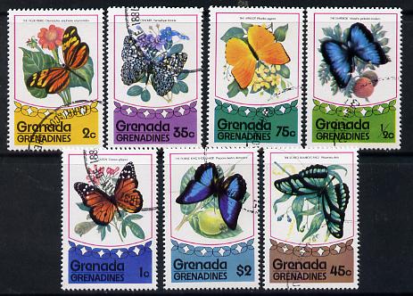 Grenada - Grenadines 1975 Butterflies complete set of 7 cto used SG 76-82*, stamps on butterflies
