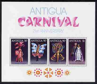 Antigua 1977 21st Anniversary of Carnival perf m/sheet unmounted mint, SG MS 547, stamps on carnivals, stamps on dancing, stamps on butterflies