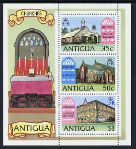 Antigua 1975 Antiguan Churches perf m/sheet unmounted mint, SG MS 438, stamps on churches, stamps on candles