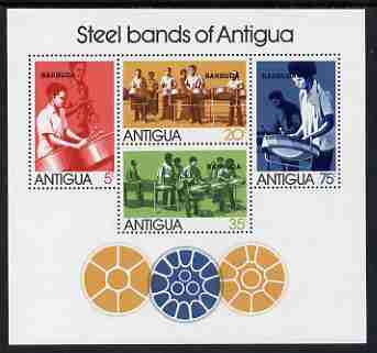 Barbuda 1974 Antiguan Steel Bands perf m/sheet unmounted mint, SG MS 167, stamps on music