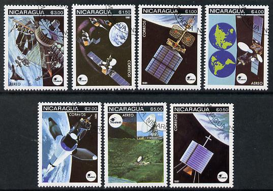 Nicaragua 1981 Satellites complete perf set of 7 cto used SG 2311-17*, stamps on communications, stamps on science, stamps on space