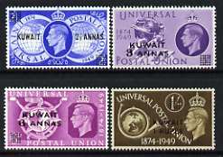 Kuwait 1949 KG6 75th Anniversary of Universal Postal Union perf set of 4 unmounted mint, SG 80-83, stamps on , stamps on  upu , stamps on  kg6 , stamps on 