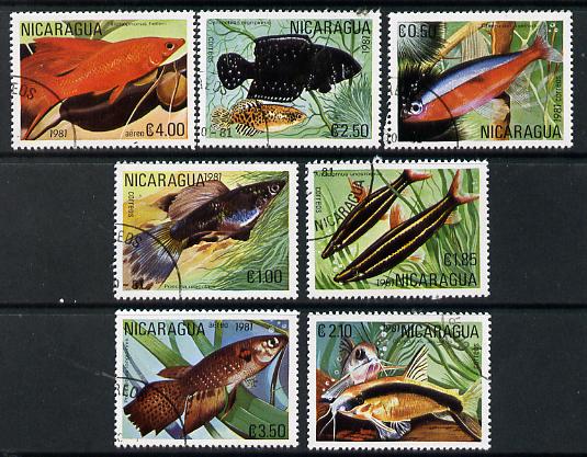 Nicaragua 1981 Tropical Fish complete perf set of 7 cto used, SG 2296-2302*, stamps on fish, stamps on marine life
