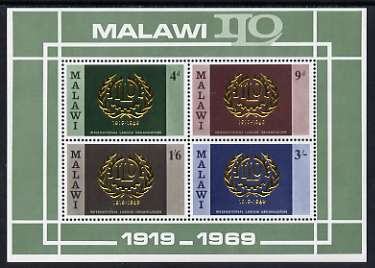 Malawi 1969 50th Anniversary of ILO perf m/sheet unmounted mint, SG MS 328, stamps on labour, stamps on 