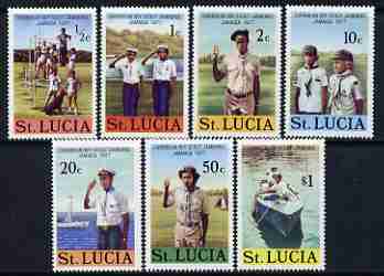 St Lucia 1977 Caribbean Boy Scout Jamboree perf set of 7 unmounted mint, SG 448-54, stamps on scouts